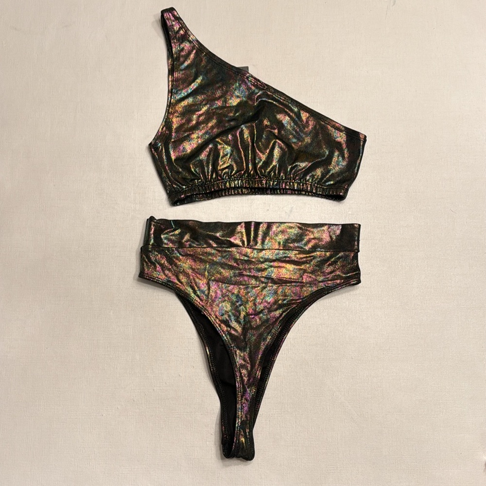 NWT The Sugarpuss Collection Hologram Rainbow Bikini - Picture 5 of 7
